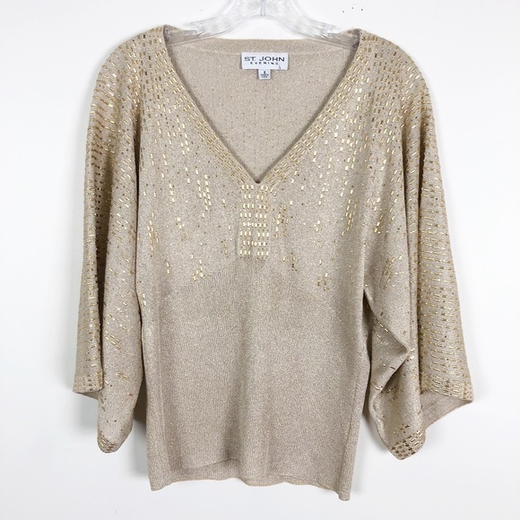 St. John Tops St John Evening Gold Knit Top W Embellishments S Poshmark